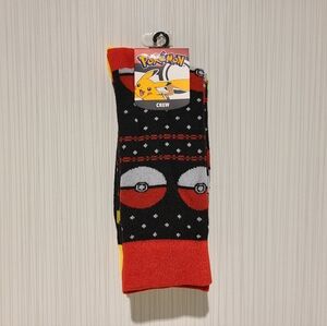 Pokémon 2 Pair Crew Socks Yellow & Red Pairs Shoe Size Chart In Description